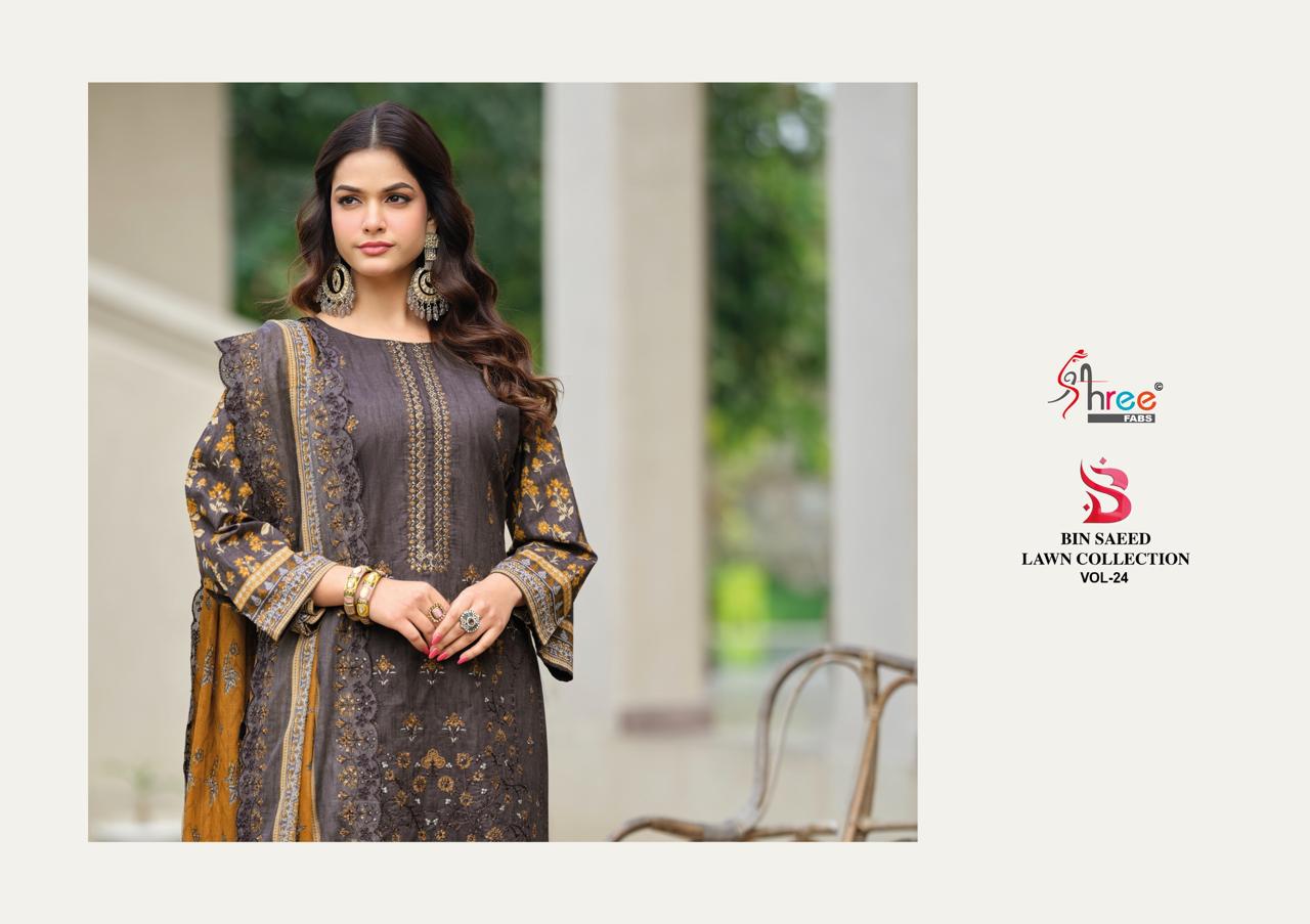 Bin Saeed Vol 24 Lawn Collection Shree Fabs Cotton Karachi Salwar Suits Supplier