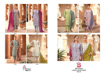 Bin Saeed Vol 25 Lawn Collection Shree Fabs Pure Cotton Karachi Salwar Suits Supplier Ahmedabad