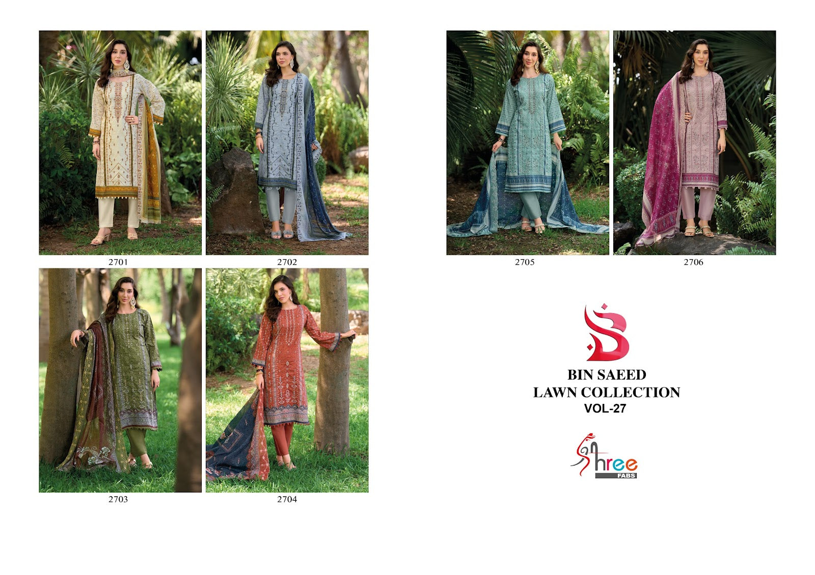 Bin Saeed Vol 27 Lawn Collection Shree Fabs Cotton Karachi Salwar Suits Supplier