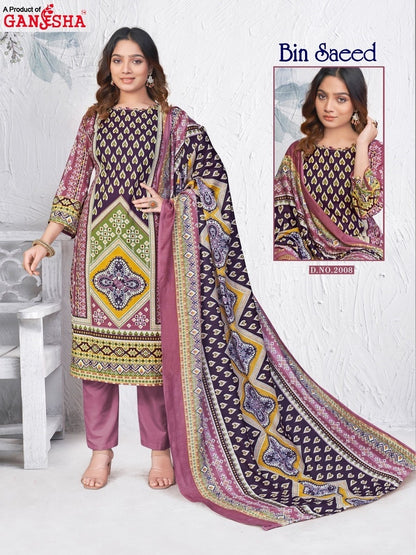 Bin Saeed Vol 2 Falak Ganesha Karachi Salwar Suits Wholesale Price