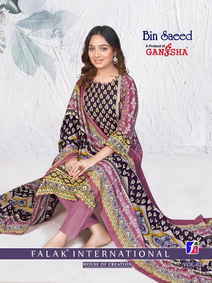 Bin Saeed Vol 2 Falak Ganesha Karachi Salwar Suits Wholesale Price