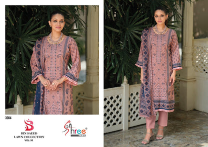 Bin Saeed Vol 30 Lawn Collection Shree Fabs Cotton Karachi Salwar Suits Exporter India