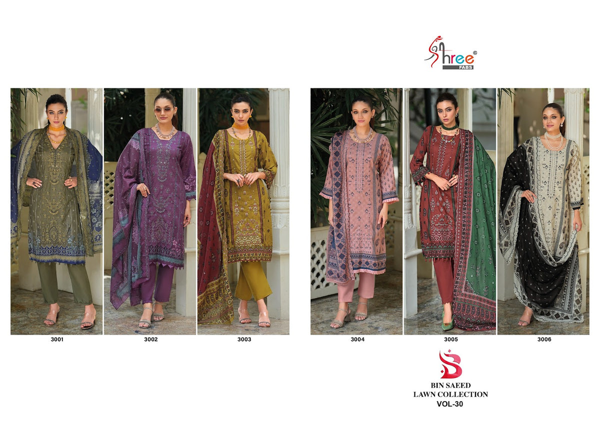 Bin Saeed Vol 30 Shree Fabs Cotton Karachi Salwar Suits Wholesaler
