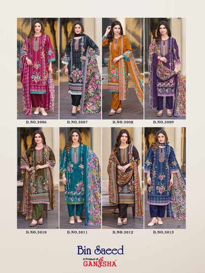 Bin Saeed Vol 3 Ganesha Cotton Karachi Salwar Suits Manufacturer Ahmedabad