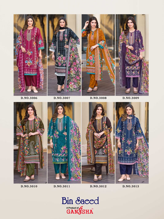 Bin Saeed Vol 3 Ganesha Cotton Karachi Salwar Suits Manufacturer Ahmedabad