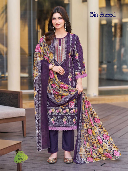 Bin Saeed Vol 3 Ganesha Cotton Karachi Salwar Suits Manufacturer Ahmedabad