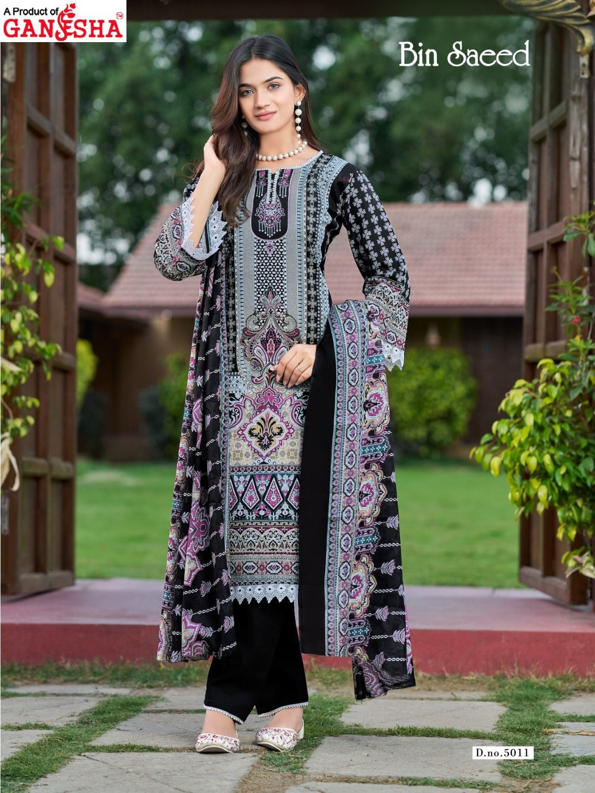 Bin Saeed Vol 5 Ganesha Mix Cotton Karachi Salwar Suits Supplier India