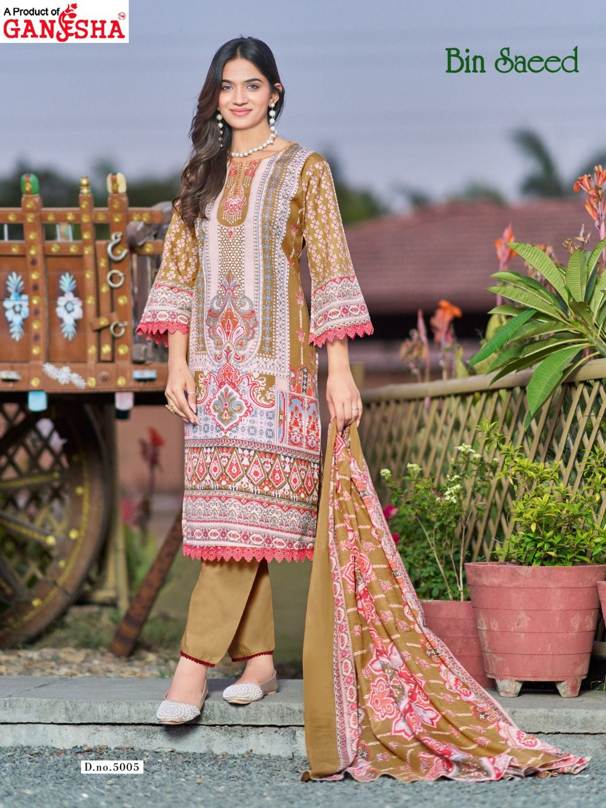 Bin Saeed Vol 5 Ganesha Mix Cotton Karachi Salwar Suits Supplier India