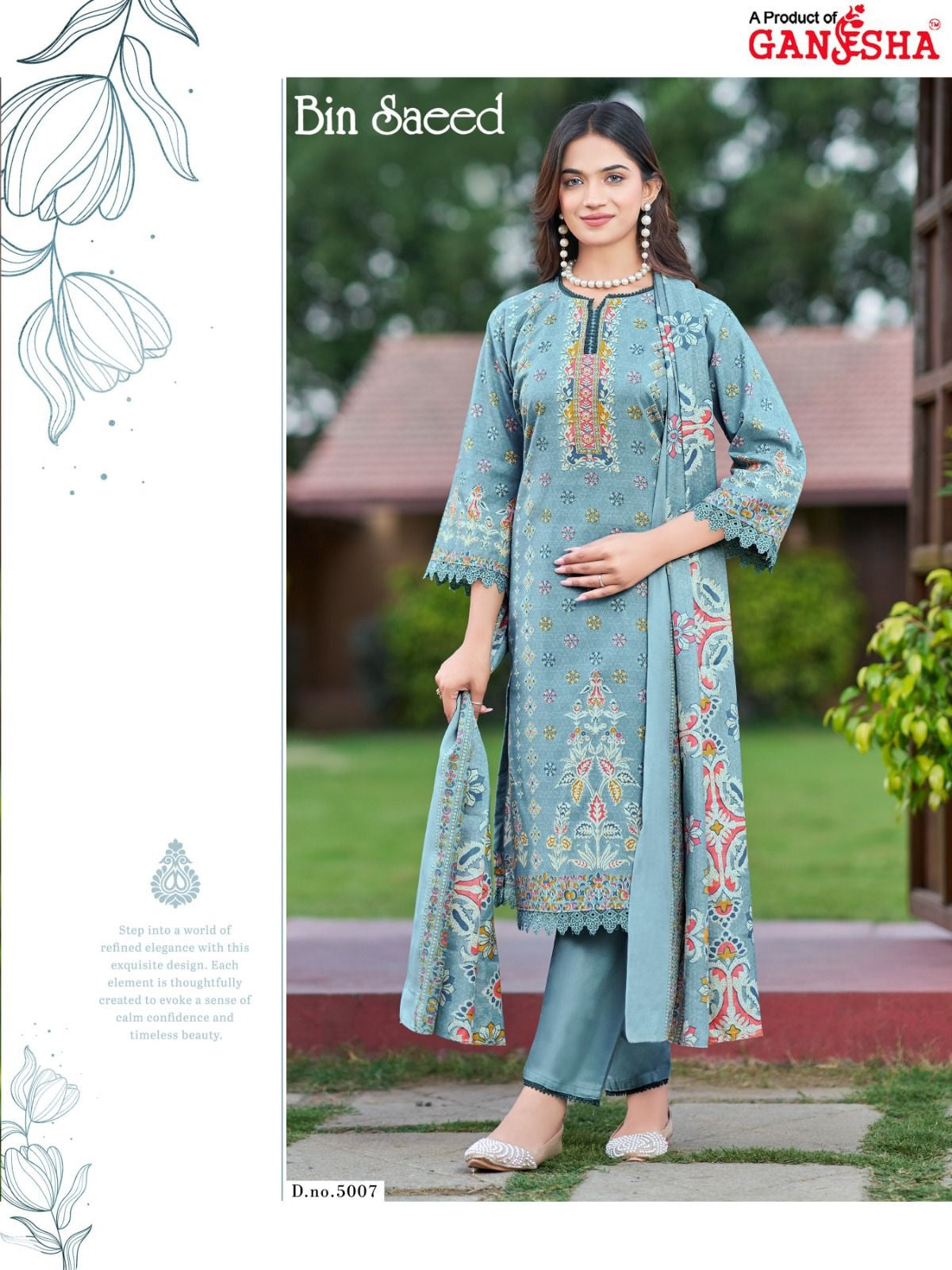 Bin Saeed Vol 5 Ganesha Mix Cotton Karachi Salwar Suits Supplier India