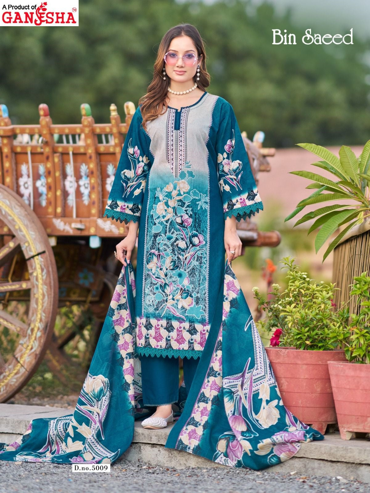 Bin Saeed Vol 5 Ganesha Mix Cotton Karachi Salwar Suits Supplier India