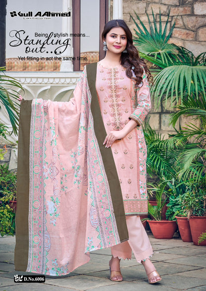 Bin Saeed Vol 6 Embroidered Collection Gul Ahmed Cambric Cotton Karachi Salwar Suits Wholesaler Gujarat