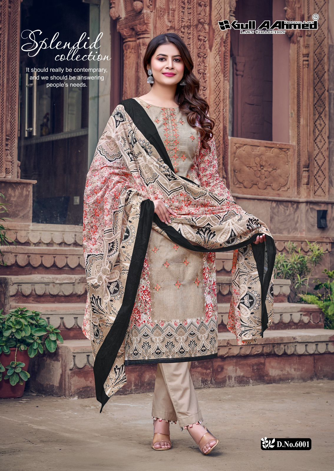 Bin Saeed Vol 6 Embroidered Collection Gul Ahmed Cambric Cotton Karachi Salwar Suits Wholesaler Gujarat