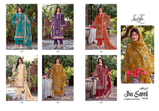 Bin Saeed Vol 6 Levisha Lawn Cotton Karachi Salwar Suits Exporter Gujarat