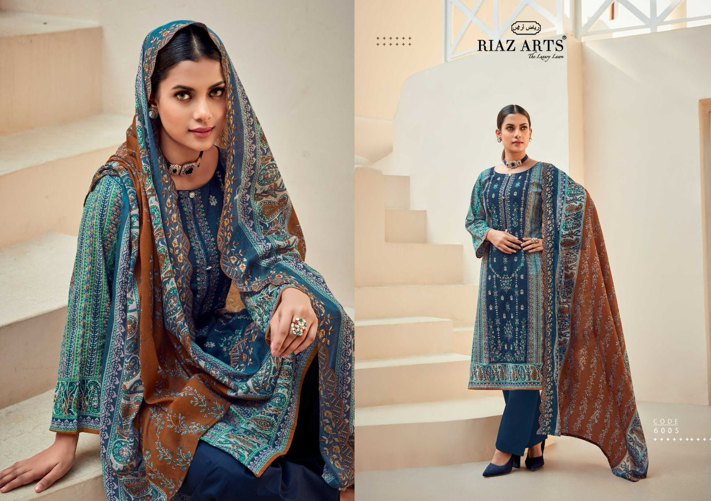 Bin Saeed Vol 6 Riaz Art Cotton Karachi Salwar Suits Supplier Ahmedabad