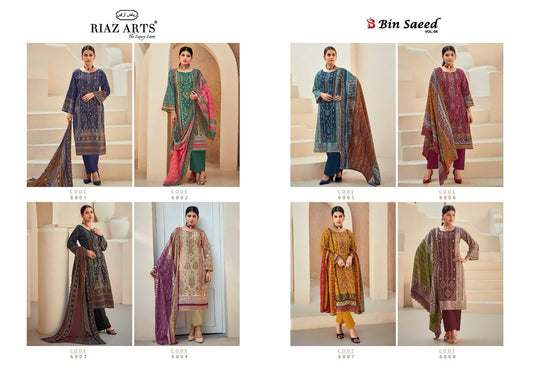 Bin Saeed Vol 6 Riaz Art Cotton Karachi Salwar Suits Supplier Ahmedabad