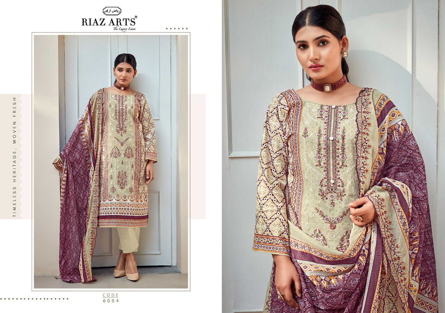 Bin Saeed Vol 6 Riaz Art Cotton Karachi Salwar Suits Supplier Ahmedabad