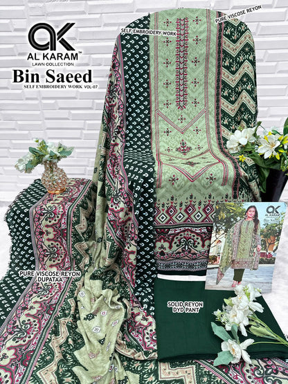 Bin Saeed Vol 7 Al Karam Viscose Reyon Karachi Salwar Suits Exporter