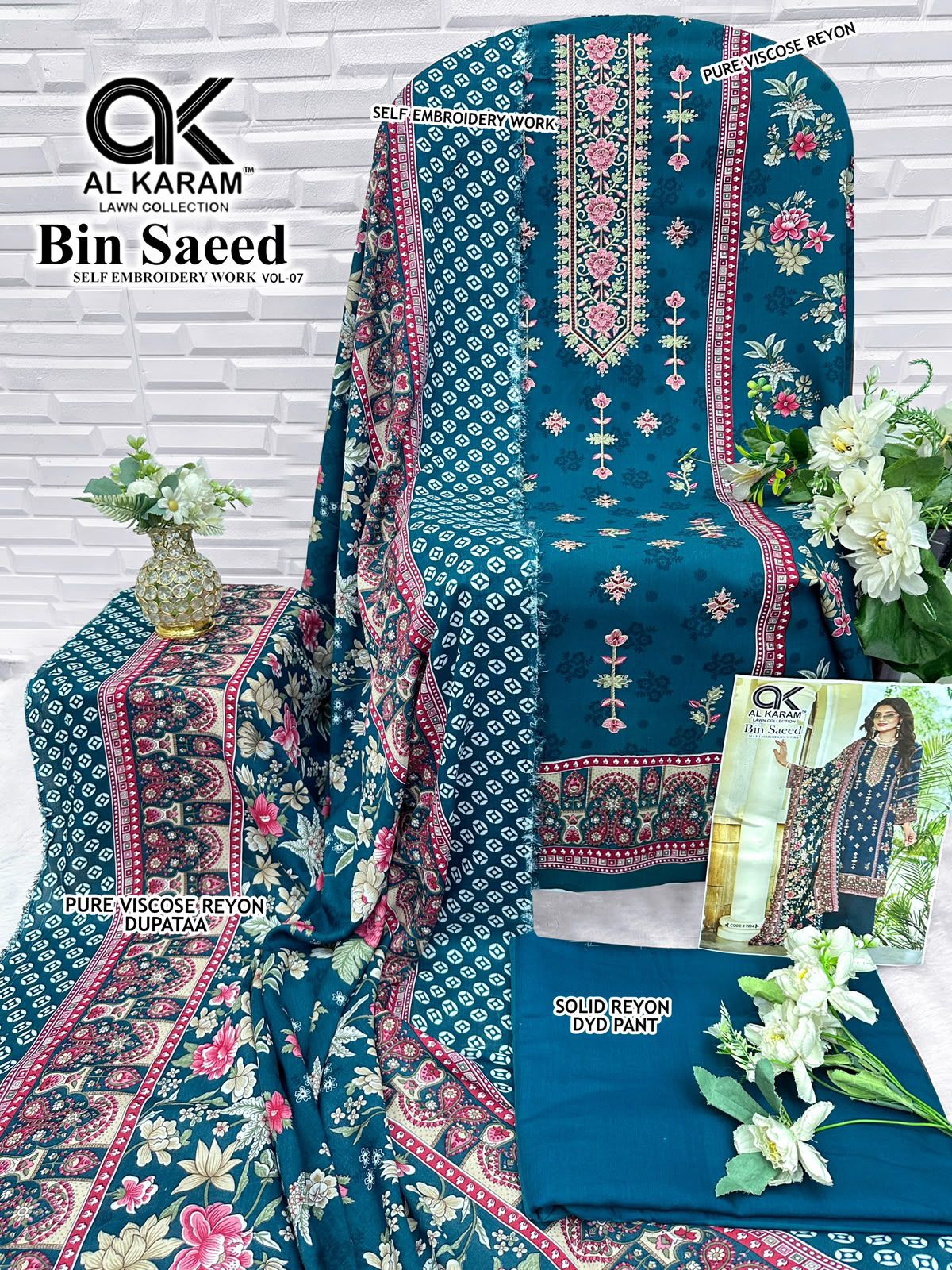 Bin Saeed Vol 7 Al Karam Viscose Reyon Karachi Salwar Suits Exporter
