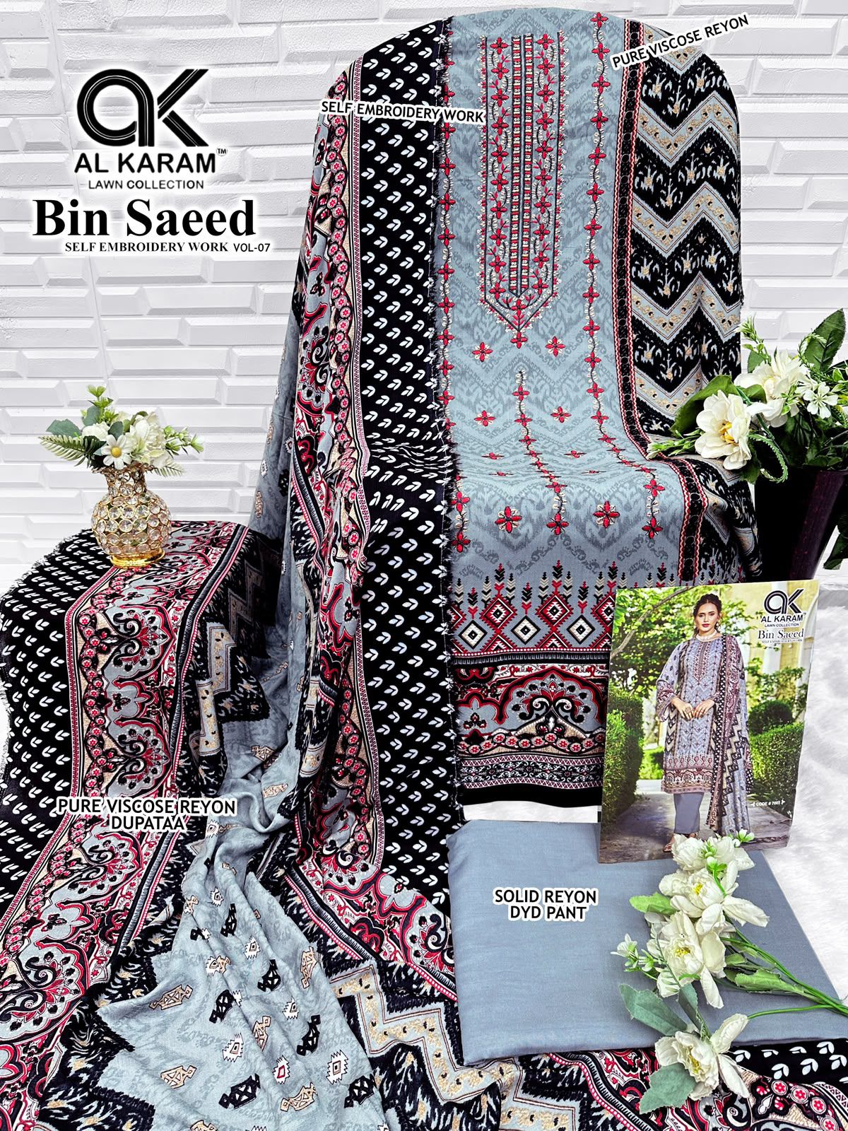 Bin Saeed Vol 7 Al Karam Viscose Reyon Karachi Salwar Suits Exporter