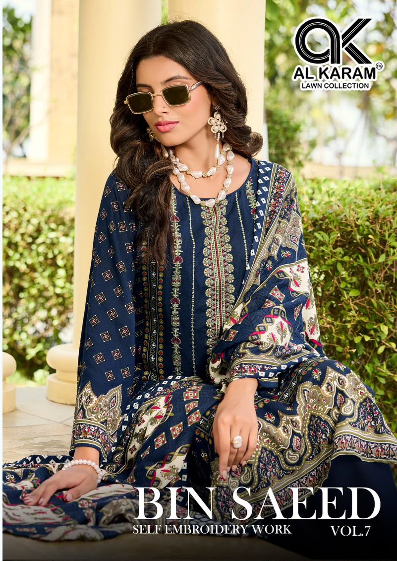 Bin Saeed Vol 7 Al Karam Viscose Reyon Karachi Salwar Suits Exporter