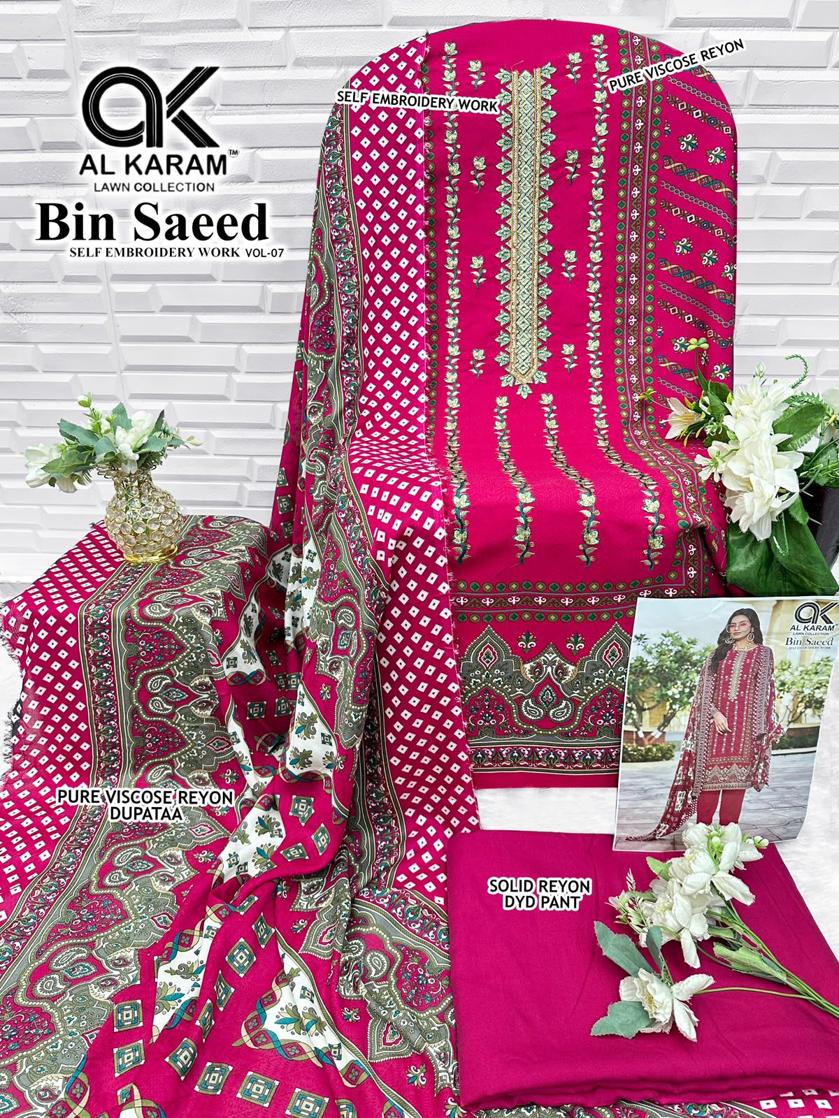 Bin Saeed Vol 7 Al Karam Viscose Reyon Karachi Salwar Suits Exporter