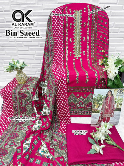 Bin Saeed Vol 7 Al Karam Viscose Reyon Karachi Salwar Suits Exporter