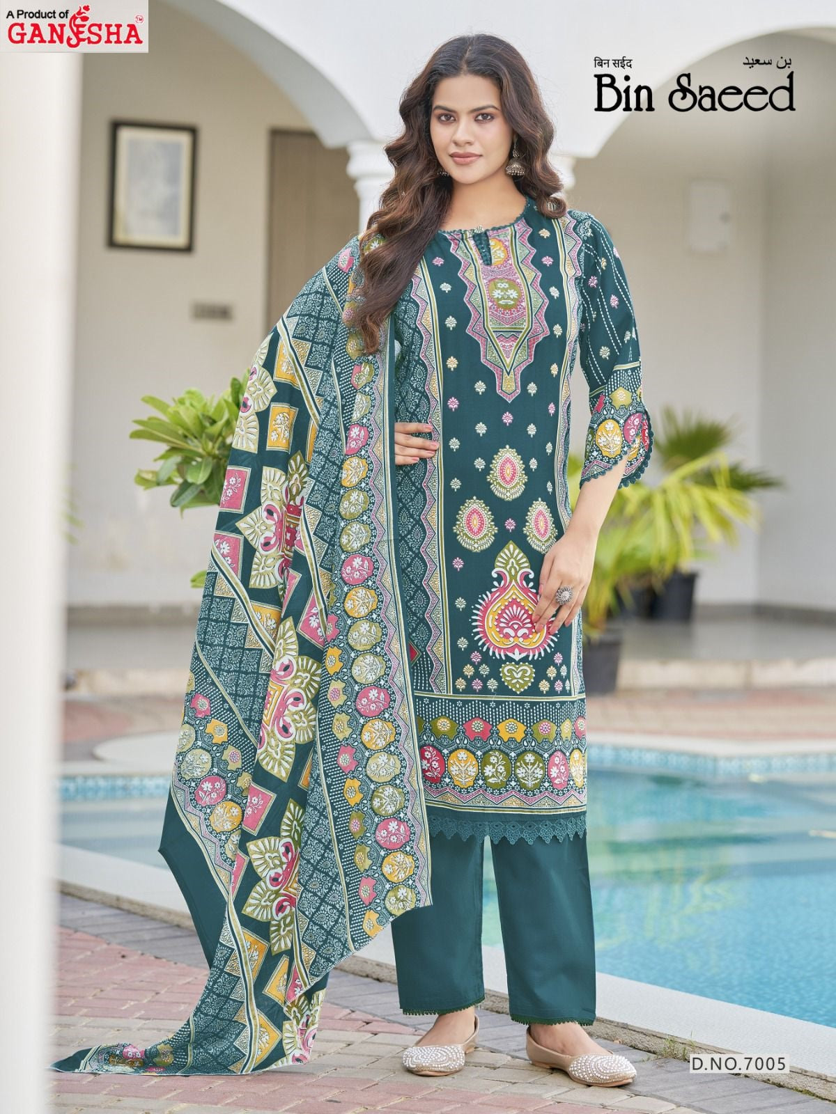 Bin Saeed Vol 7 Ganesha Mix Cotton Karachi Salwar Suits Wholesale