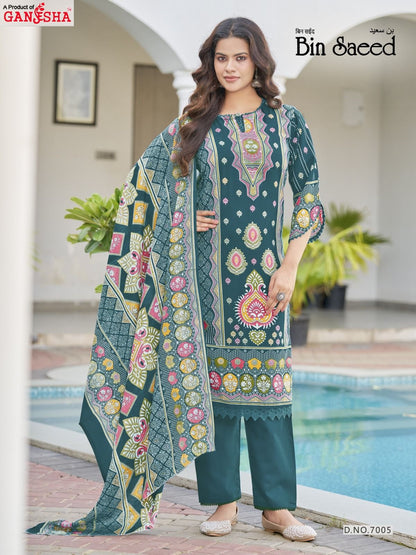 Bin Saeed Vol 7 Ganesha Mix Cotton Karachi Salwar Suits Wholesale