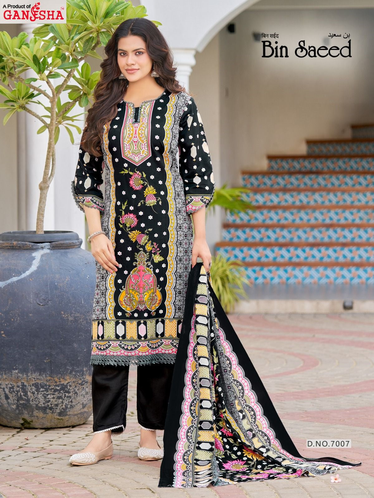 Bin Saeed Vol 7 Ganesha Mix Cotton Karachi Salwar Suits Wholesale