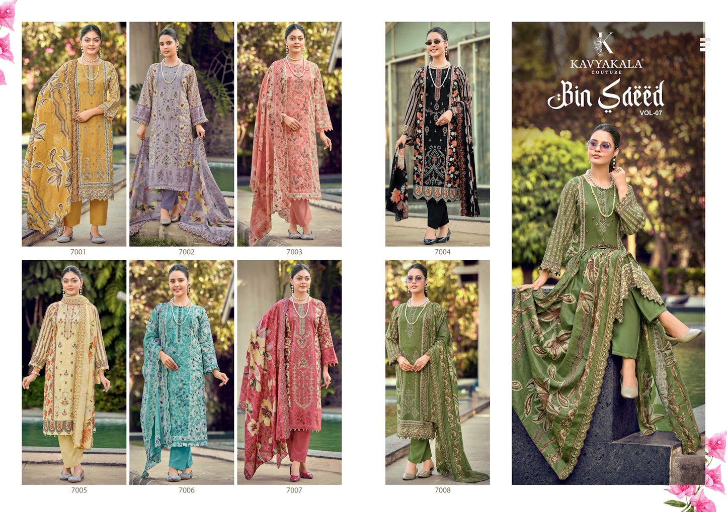 Bin Saeed Vol 7 Kavyakala Cambric Karachi Salwar Suits Exporter Ahmedabad