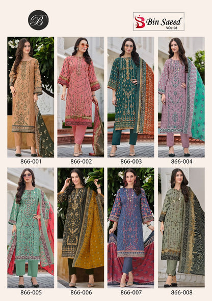 Bin Saeed Vol 8 Belliza Designer Studio Cotton Karachi Salwar Suits Wholesale Price