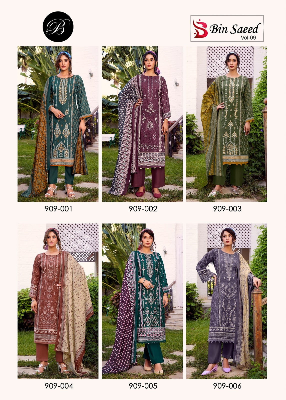 Bin Saeed Vol 9 Belliza Designer Studio Cotton Karachi Salwar Suits Wholesaler