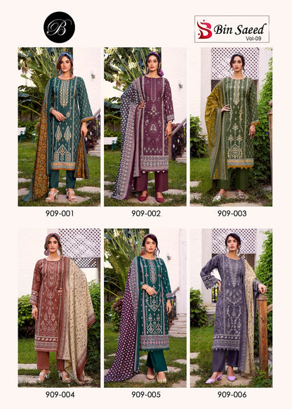 Bin Saeed Vol 9 Belliza Designer Studio Cotton Karachi Salwar Suits Wholesaler