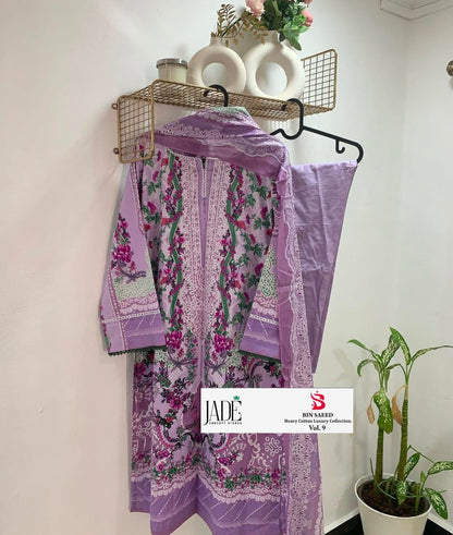 Bin Saeed Vol 9 Heavy Cotton Luxury Collection Jade Lawn Karachi Readymade Suits Supplier India