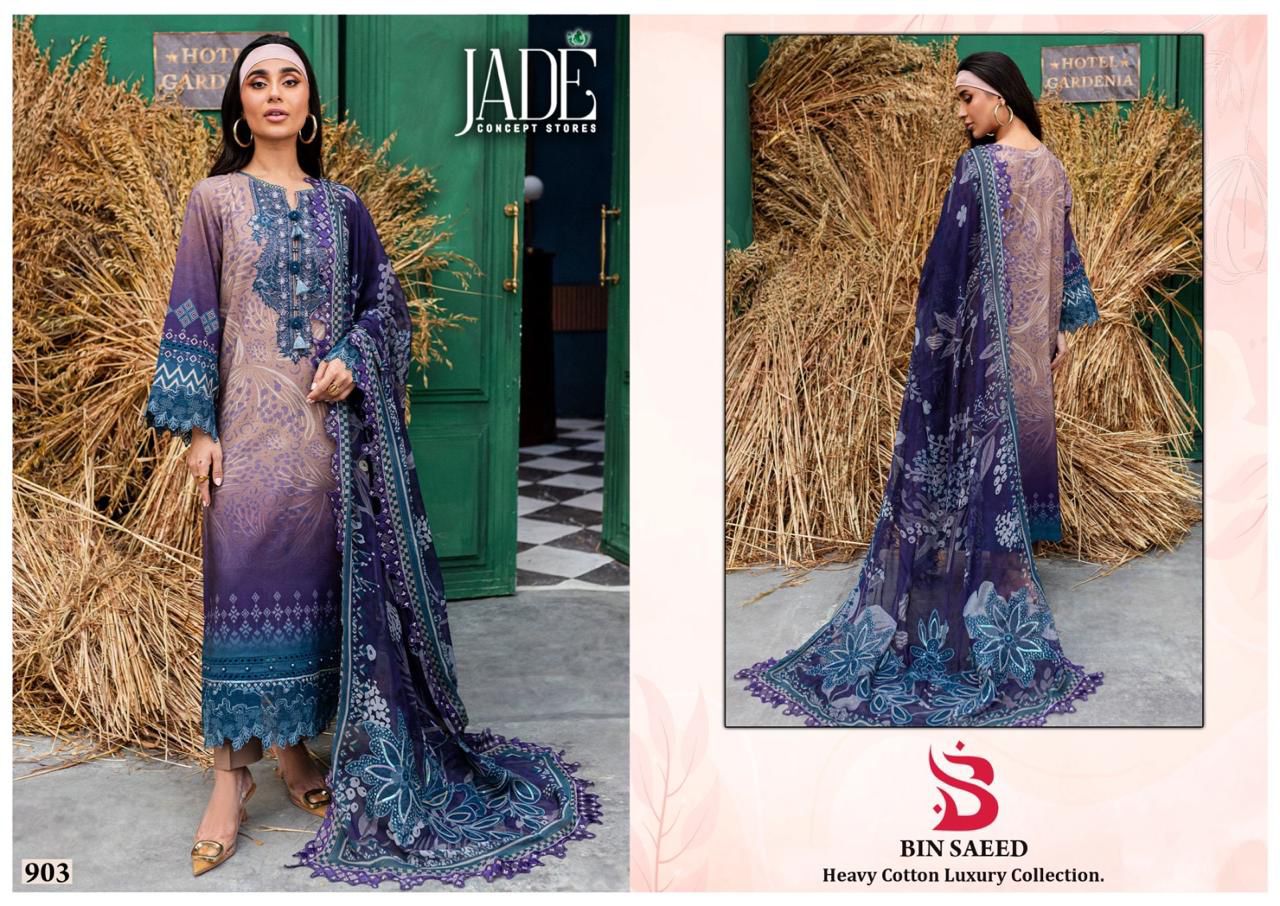 Bin Saeed Vol 9 Heavy Cotton Luxury Collection Jade Lawn Karachi Salwar Suits Wholesale