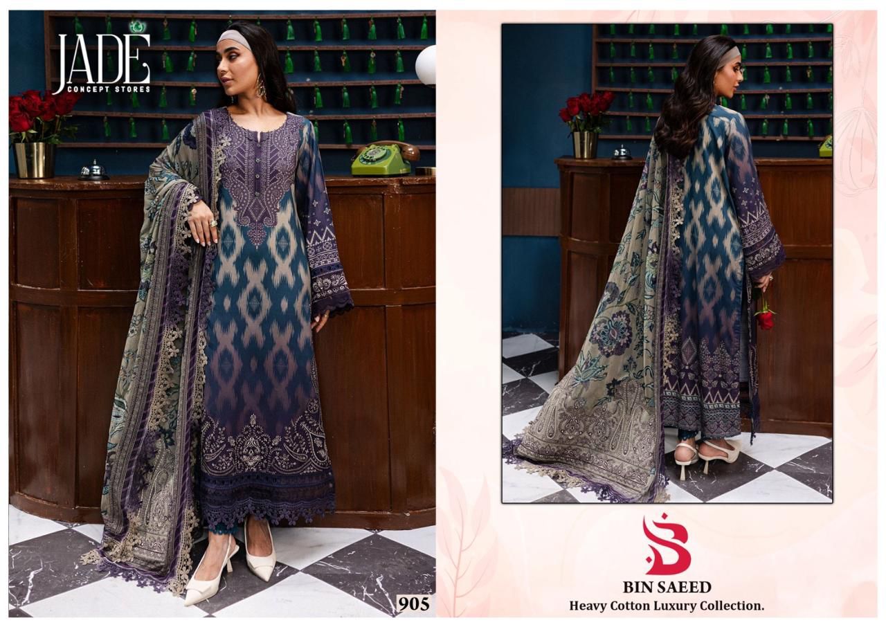 Bin Saeed Vol 9 Heavy Cotton Luxury Collection Jade Lawn Karachi Salwar Suits Wholesale