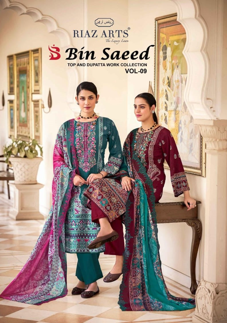Bin Saeed Vol 9 Riaz Art Cotton Karachi Salwar Suits Wholesaler Ahmedabad