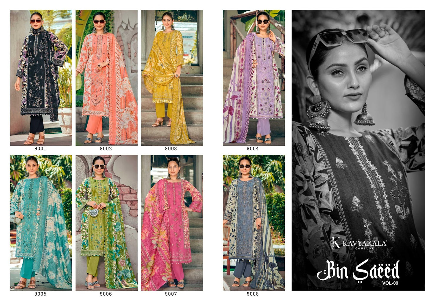 Bin Saeed ?Vol 9 Kavyakala Cambric Karachi Salwar Suits Supplier Ahmedabad