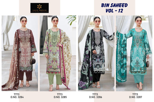 Bin Saheed Vol 12 Aaliz Prints Cotton Karachi Salwar Suits Exporter Ahmedabad