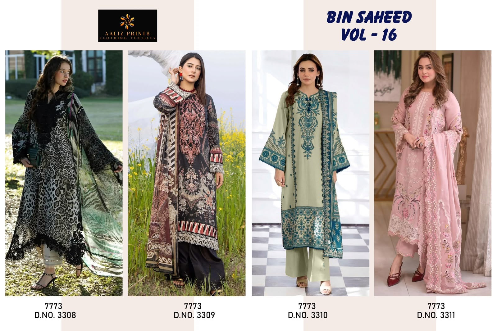 Bin Saheed Vol 16 Aaliz Prints Mix Cotton Karachi Readymade Suits Supplier Ahmedabad