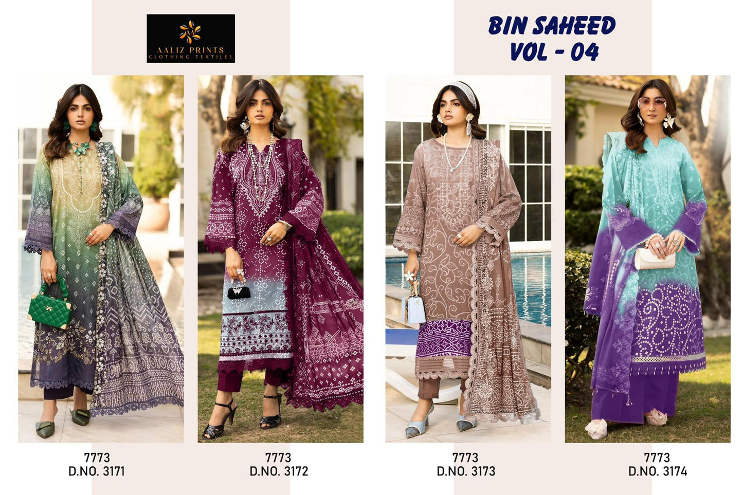 Bin Saheed Vol 4 Aaliz Prints Cotton Karachi Salwar Suits Exporter