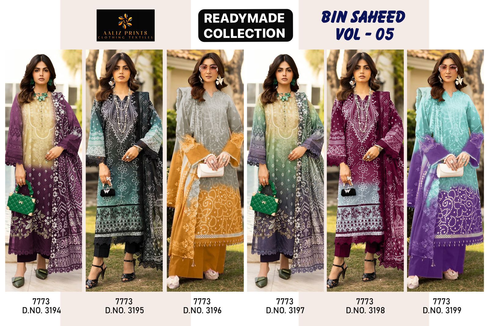 Bin Saheed Vol 5 Nx Aaliz Prints Soft Cotton Karachi Readymade Suits Supplier Gujarat