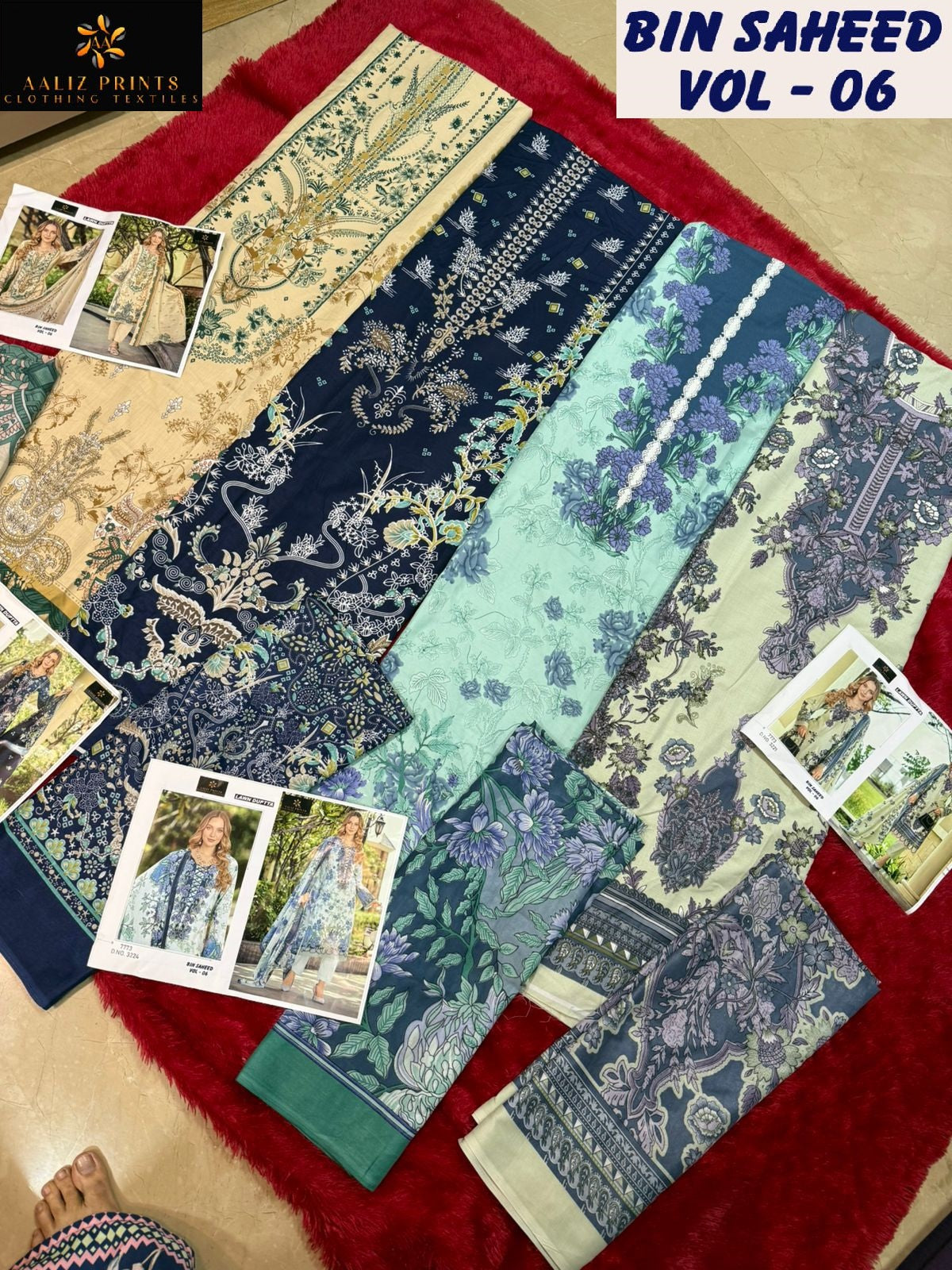 Bin Saheed Vol 6 Aaliz Prints Mix Cotton Karachi Salwar Suits Wholesale Rate