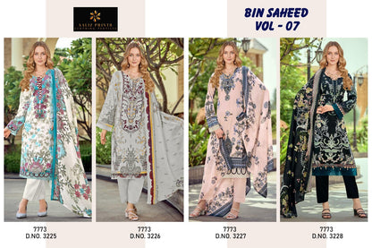 Bin Saheed Vol 7 Aaliz Prints Mix Cotton Karachi Salwar Suits Wholesaler