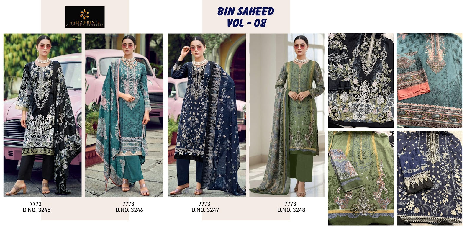 Bin Saheed Vol 8 Aaliz Prints Cotton Karachi Salwar Suits Supplier Gujarat