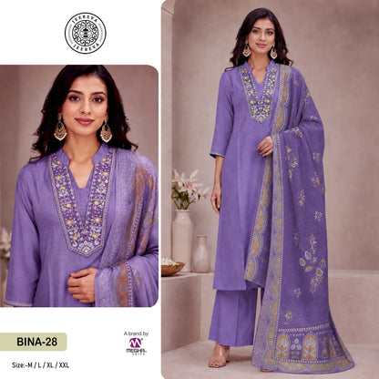 Bina 27-28-29 Megha Viscose Roman Readymade Pant Style Suits Wholesale Price