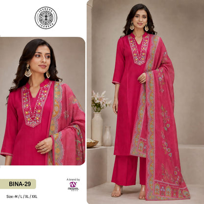 Bina 27-28-29 Megha Viscose Roman Readymade Pant Style Suits Wholesale Price