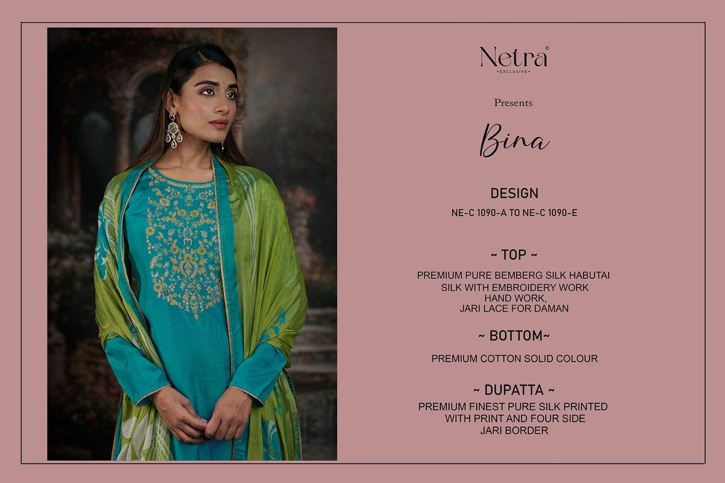 Bina Netra Premium Bemberg Pant Style Suits Manufacturer