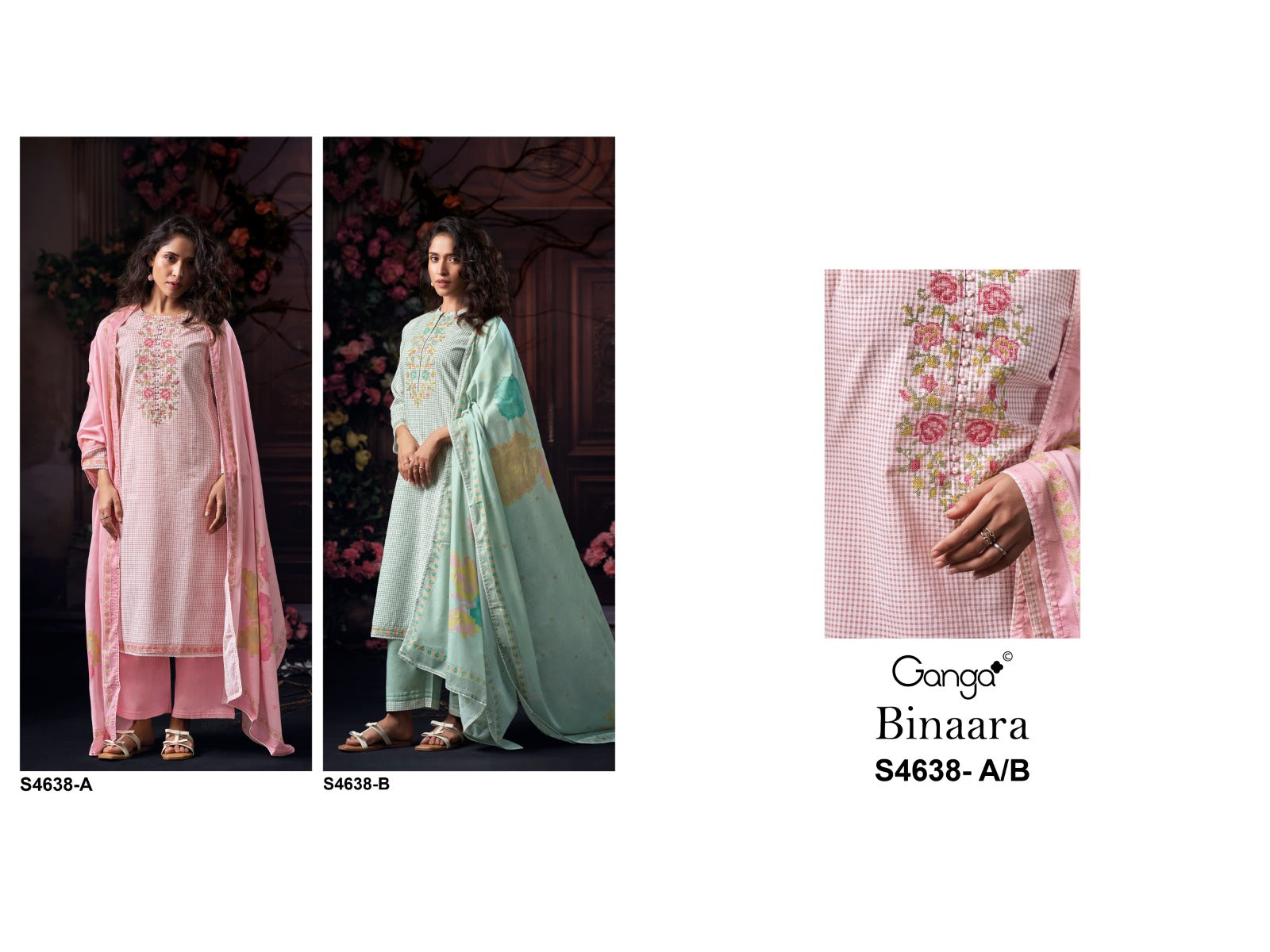 Binaara 4638 Ganga Cotton Plazzo Style Suits Supplier Gujarat