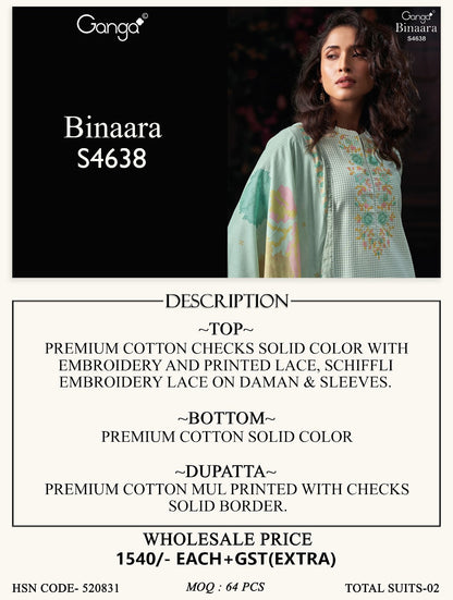 Binaara 4638 Ganga Cotton Plazzo Style Suits Supplier Gujarat